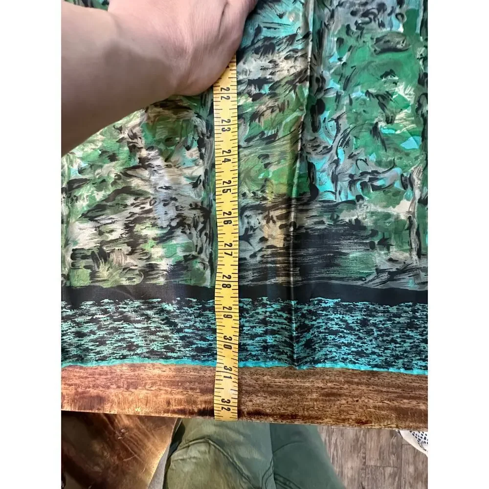 Vintage Women's Multicolor Floral Print Silk Scarf